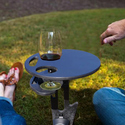 Portable Wine Table with Foldable Round Desktop