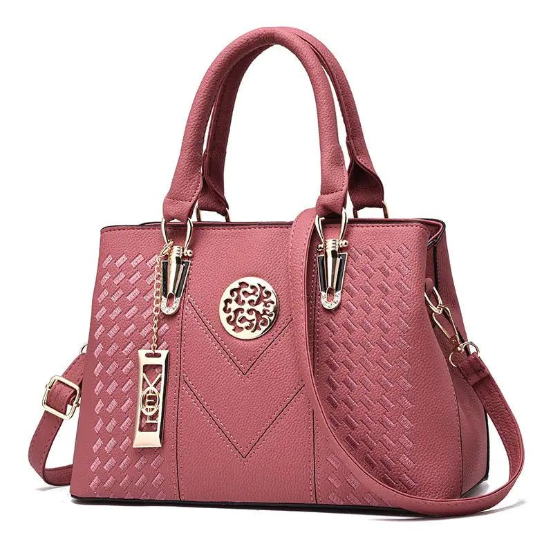 High-Quality Embroidered Leather Women's Messenger Handbag