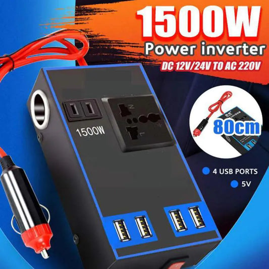 1500W Car Power Inverter 12V 24V To 220V Car Mobile Socket Adapter